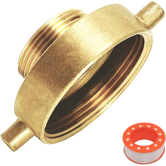 Fire Hydrant Hose Adapter, 2-1/2"NH Female x 1-1/2"NH Male, Brass Adapter with Pin Lug Fit for Hydrants, Hoses, Pipes