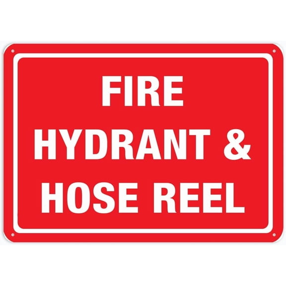 Fire Hydrant Hose Reel Warning Tin Sign Home Kitchen Farm Garden Garage Wall Decor 12X8Inch