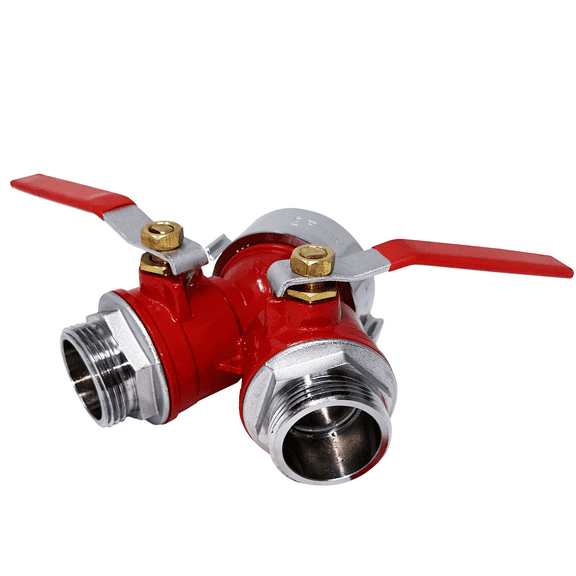 Ace Fire Defense Brass Wye fitting Fire Hydrant Splitter Gated Valve 2.5" x 1.5" | High Pressure Hose NST Thread | Durable Brass Body | Precise Dual Flow Control for Fire Hydrants  & Hose System