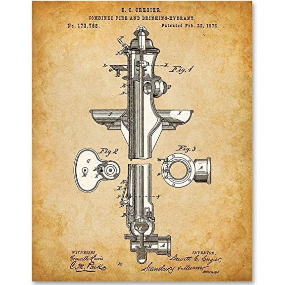 Fire Hydrant Patent - 11x14 Unframed Patent Print - Great Gift for Firefighters