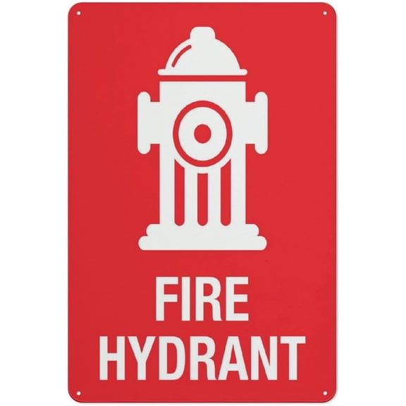 Fire Hydrant Symbol Sign 12 X 8 Inches Aluminum Sign Reflective - Uv Protected, Waterproof, Weatherproof And Fade Resistant - 4Pre-Drilled Holes
