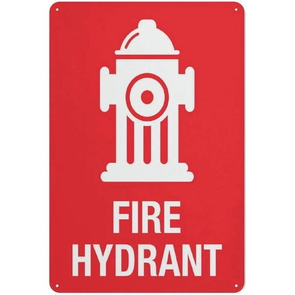 Fire Hydrant Symbol Sign 8"x12" Aluminum Sign Reflective - Uv Protected, Waterproof, Weatherproof And Fade Resistant - 4Pre-Drilled Holes