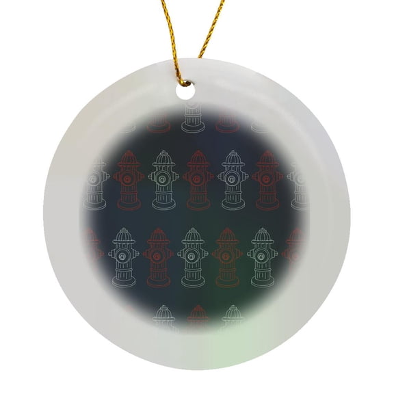 3drose, Fire Hydrants Red White and Blue, Circle Porcelain Ornament