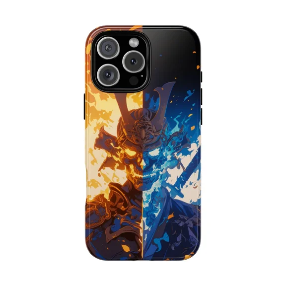 Fire Ice Dual Samurai Art Phone Case for iPhone 17 through 11 Pro Max