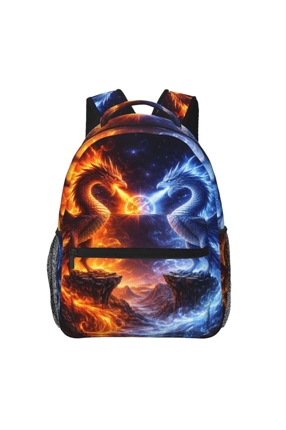 Fire Ice Fantasy Dragon Backpack Lightweight Travel Bag for Men and Women