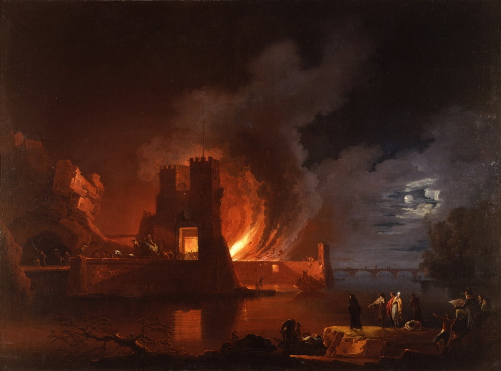 Fire In A Dock Canvas Art -  (36 x 24)