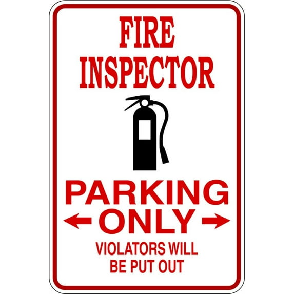 Fire Inspector Parking Humorous Amusing Comic Witty Entertaining Whimsical Holiday Gift Decorating Ideas Girl Boy Bedroom Wall Decal Sticker - Size: 14 Inch x 26 Inch