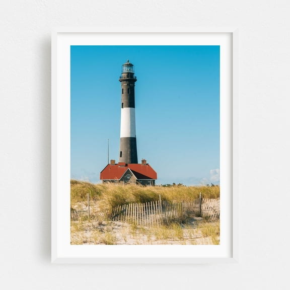 Fire Island Lighthouse 02 - New York Photography White Framed Wall Art Print 12 x 18 inches