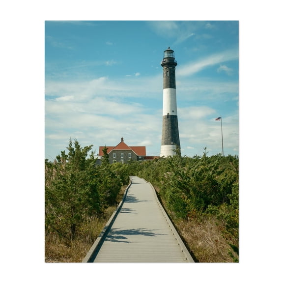 Fire Island Lighthouse - Fire Island New York Photography Lighthouse Coastal Nature Architecture Landscape Beach Travel Poster Unframed Wall Art Print 22 x 28 inches