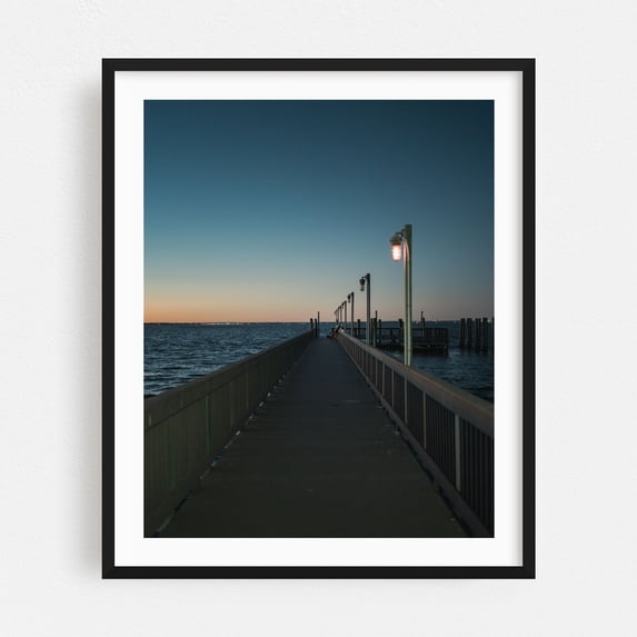 Fire Island Pier - Fire Island New York Photography Black Framed Wall Art Print 30 x 40 inches