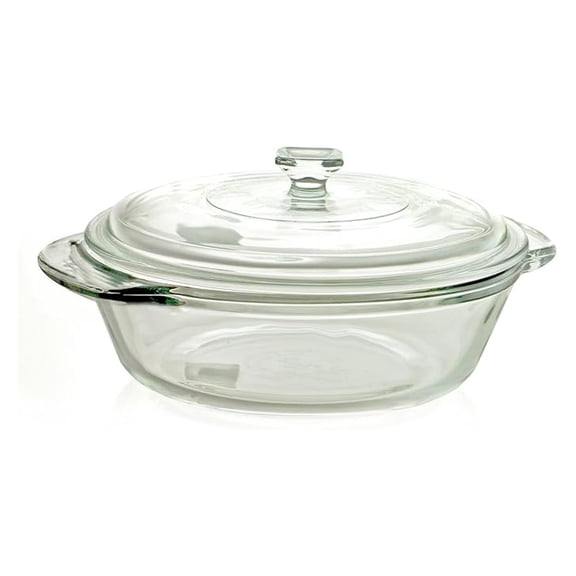 Fire-King Casserole Baking Dish with Lid, Glass, 2-Quart