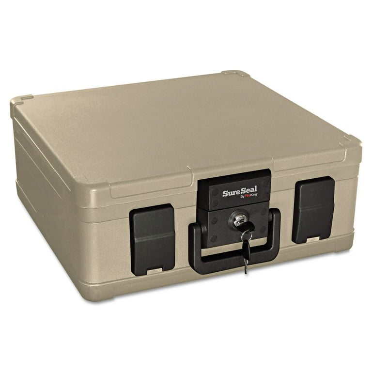Fire and Waterproof Chest, 0.27 cu ft, 15.9w x 12.4d x 6.5h, Taupe Fire and Waterproof Chest, 0.27 cu ft, 15.9w x 12.4d x 6.5h, Taupe