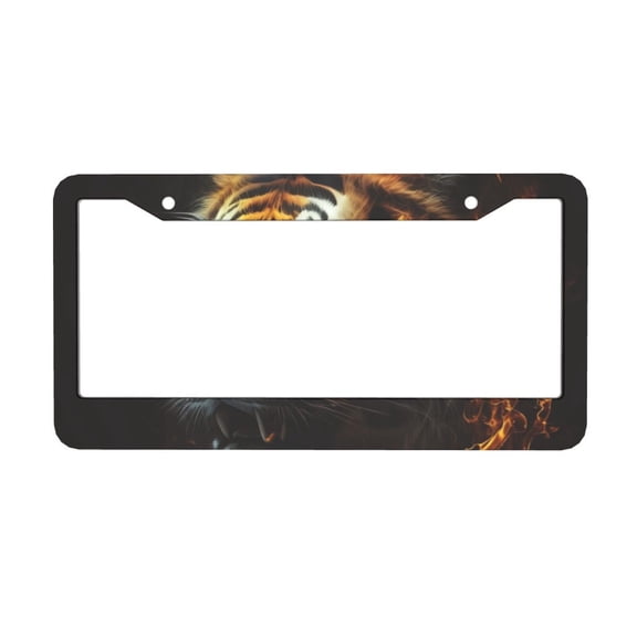 Fire King Tiger Face Art Car License Plate Frame Aluminum Decorative Auto Tag License Plates Holder 2 Holes