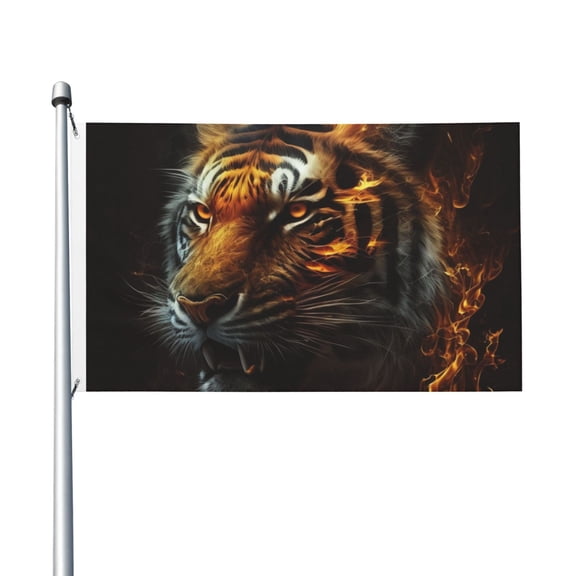 Fire King Tiger Face Art Flag 3X5 Ft Garden Yard House Flags Banner Sign Outdoor Indoor Party Home Garden Decoration