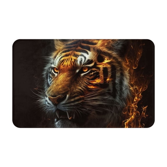 Fire King Tiger Face Art Front Door Mat Doormat Non Slip Bath Mats 20x31.5 Inch Bathroom Rug Entryway Carpet