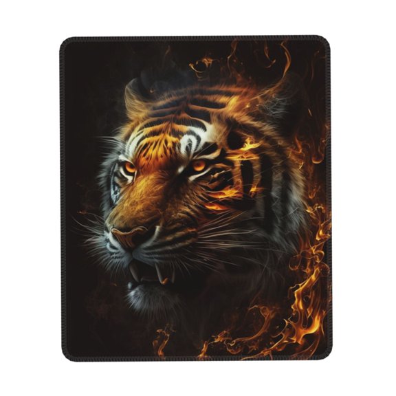 Fire King Tiger Face Art Gaming Mouse Pad 7 x 8.6 in Rectangle Computer Mousepad Mat Non-Slip Rubber Base for Office Laptop PC