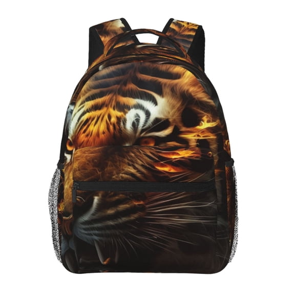 Fire King Tiger Face Art Laptop Backpack Travel Rucksack for Teens Adults, Fits 15-inch Notebook