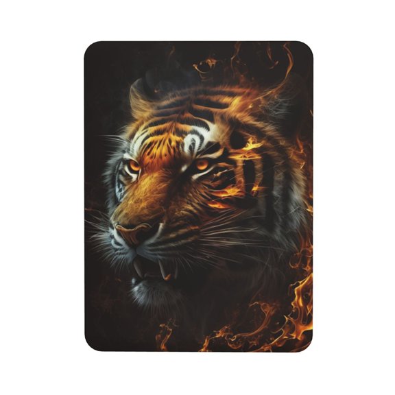 Fire King Tiger Face Art Rectangular Refrigerator Magnet, Soft Magnetic Fridge Magnet for Home, Office, Locker Decor