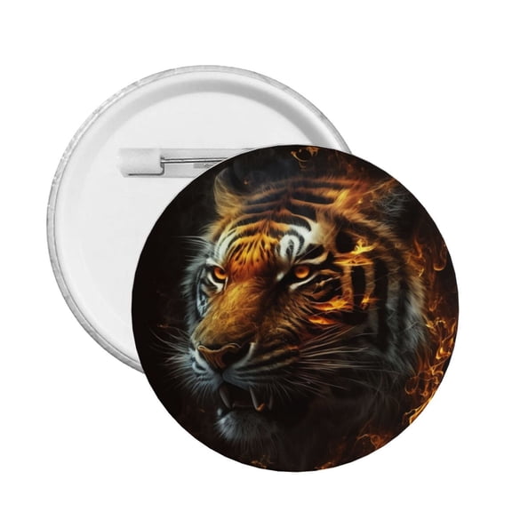 Fire King Tiger Face Art Round Button Pin Badge 5PCS Pinback Buttons Lapel Pin for Jacket, Backpack, Hat, Party Favor, Gift