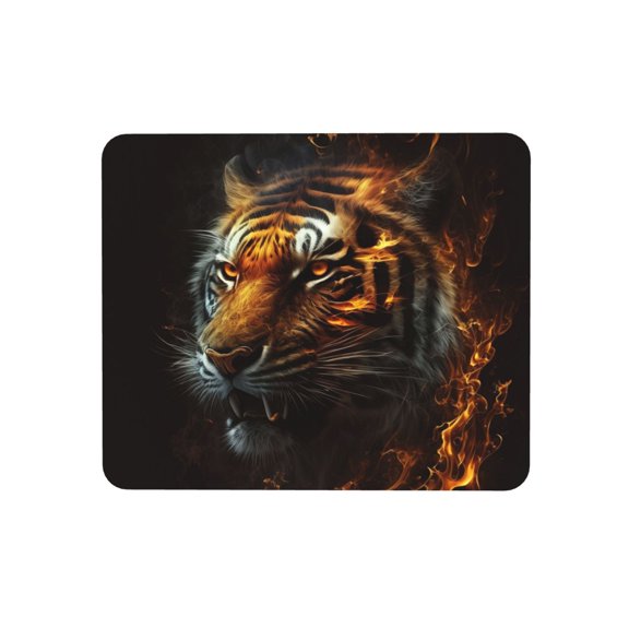 Fire King Tiger Face Art Washer and Dryer Top Mat, Diatomite Rubber Non Slip Washing Machine Appliance Pad