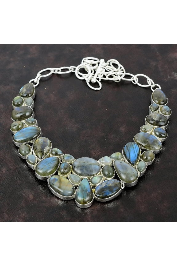 Fire Labradorite Necklace  Natural Fiery Gemstone in Handmade 925 Sterling Silver, Elegant Pendant Gift for Mom