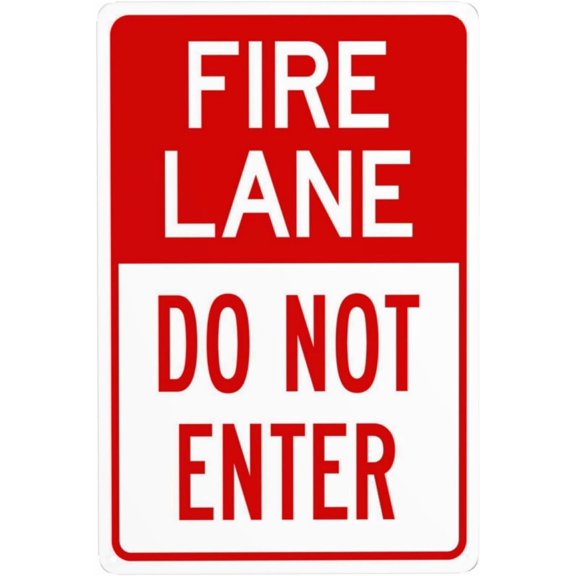 Fire Lane Do Not Enter Metal Warning Signs, Cautions Security Tin Sign, Safety Posted Signs for Street Business Wall Decor 8 x 12 Inch