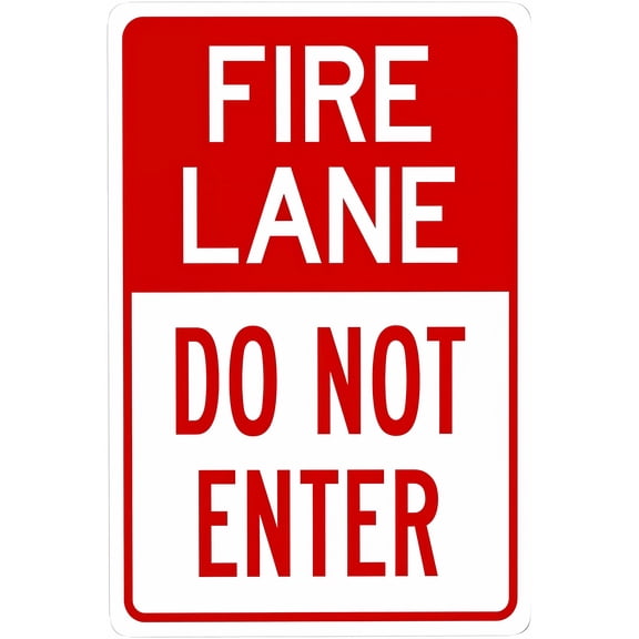 Fire Lane Do Not Enter Sign - 8"x12" Metal Security Tin Warning Sign, Fire Zone Decor for Street Business Home Wall Safety