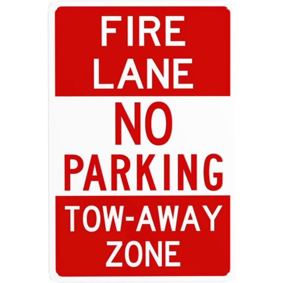 Fire Lane Header No Parking Tow Away Zone Metal Warning Signs, Cautions Security Tin Sign, Safety Posted Signs for Street Business Wall Decor 8 x 12 Inch