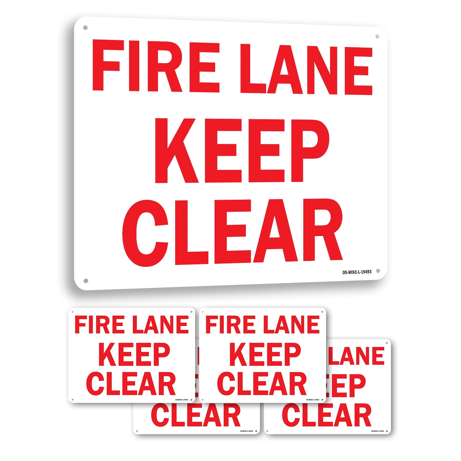 Fire Lane Keep Clear OSHA Rigid Plastic Sign 18 Inch x 12 Inch - 5 Pack ...