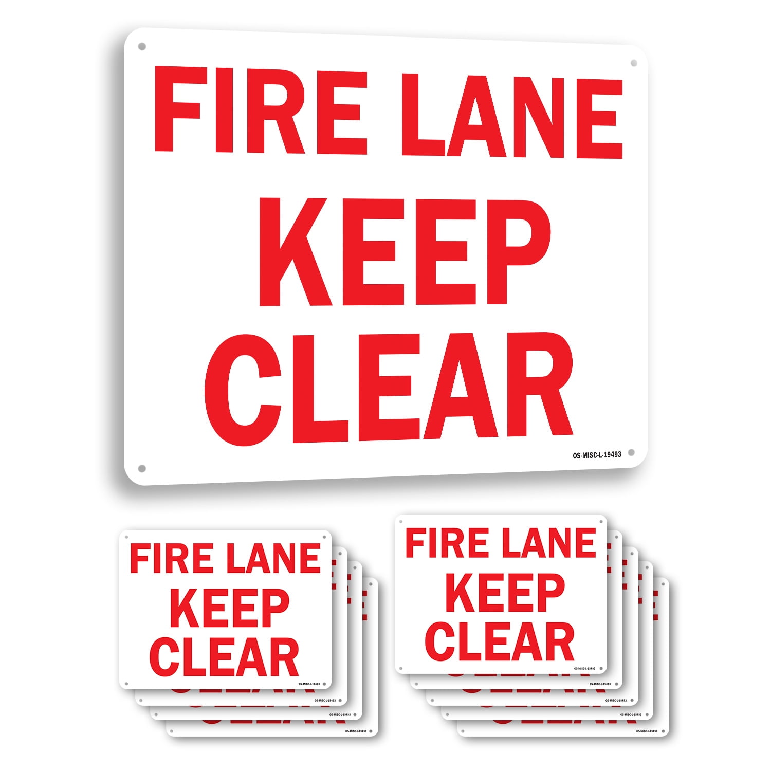 Fire Lane Keep Clear OSHA Rigid Plastic Sign 24 Inch x 18 Inch - 10 ...