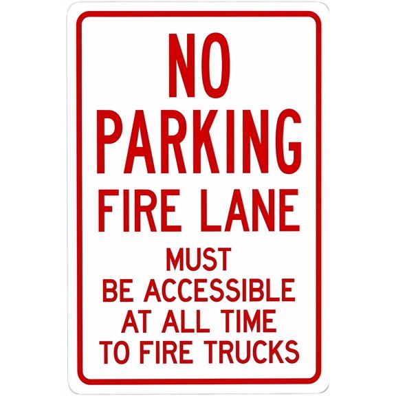 Fire Lane Must Be Accessible At All Time To Fire Trucks - 8"x12" Metal Warning Poster, Fire Safety Decor for Home Bar Kitchen Coffee Man Cave Garage