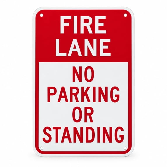 Fire Lane No Parking Sign, 18 x 12 Inches, Non-Reflective Aluminum, Red ...