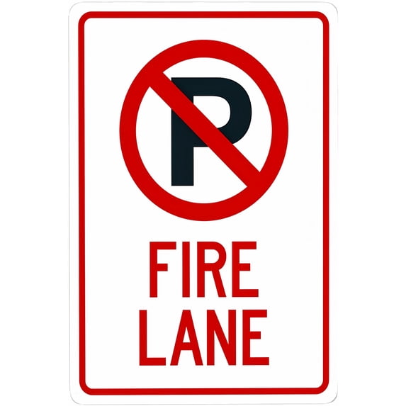 Fire Lane with Graphic Sign - 8"x12" Metal Security Tin Warning Sign, Fire Zone Decor for Street Business Home Wall Safety