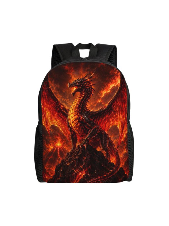 Fire Lava Dragon Backpack Full Front Print Travel Laptop Bag for Men and Women