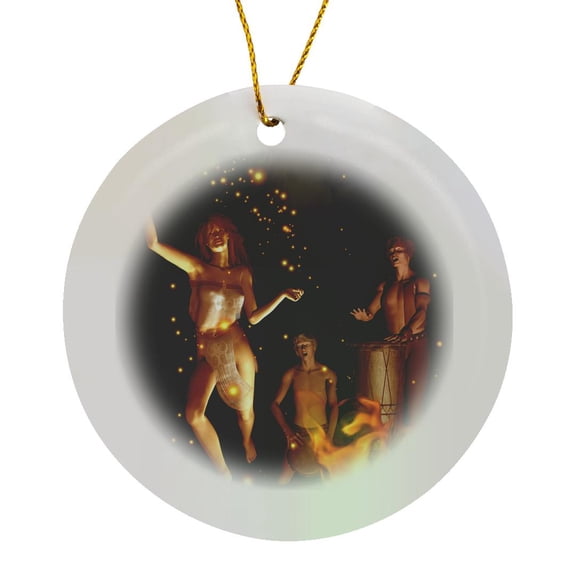 3drose, Fire Leap Pagan Bonfire Magic Witchcraft Witch 3d, Circle Porcelain Ornament