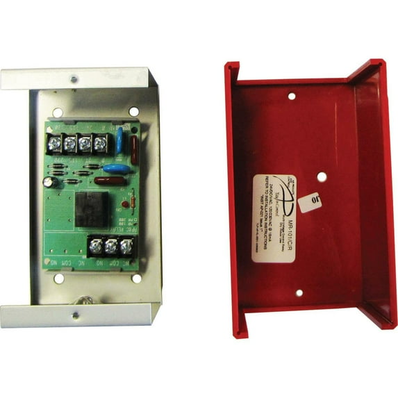 Fire-Lite MR-101/CR MR Series Control Relay, Single SPDT Relay with LED, Mounted in Metal Backbox, Red Plastic Cover, UL Listed