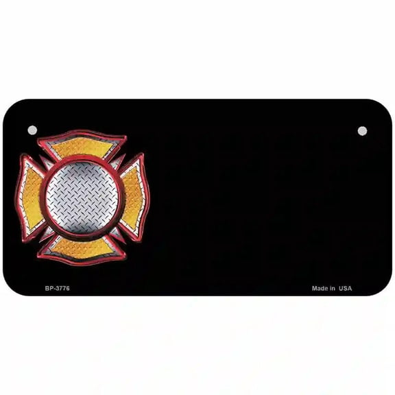 Fire Maltese Cross Offset Metal Novelty License Plate 6" x 3" Bicycle