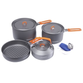 Fire-Maple Feast 4-Piece Aluminum Camping Cookware Set - Backpacking Hiking Pot with Kettle & Spatula