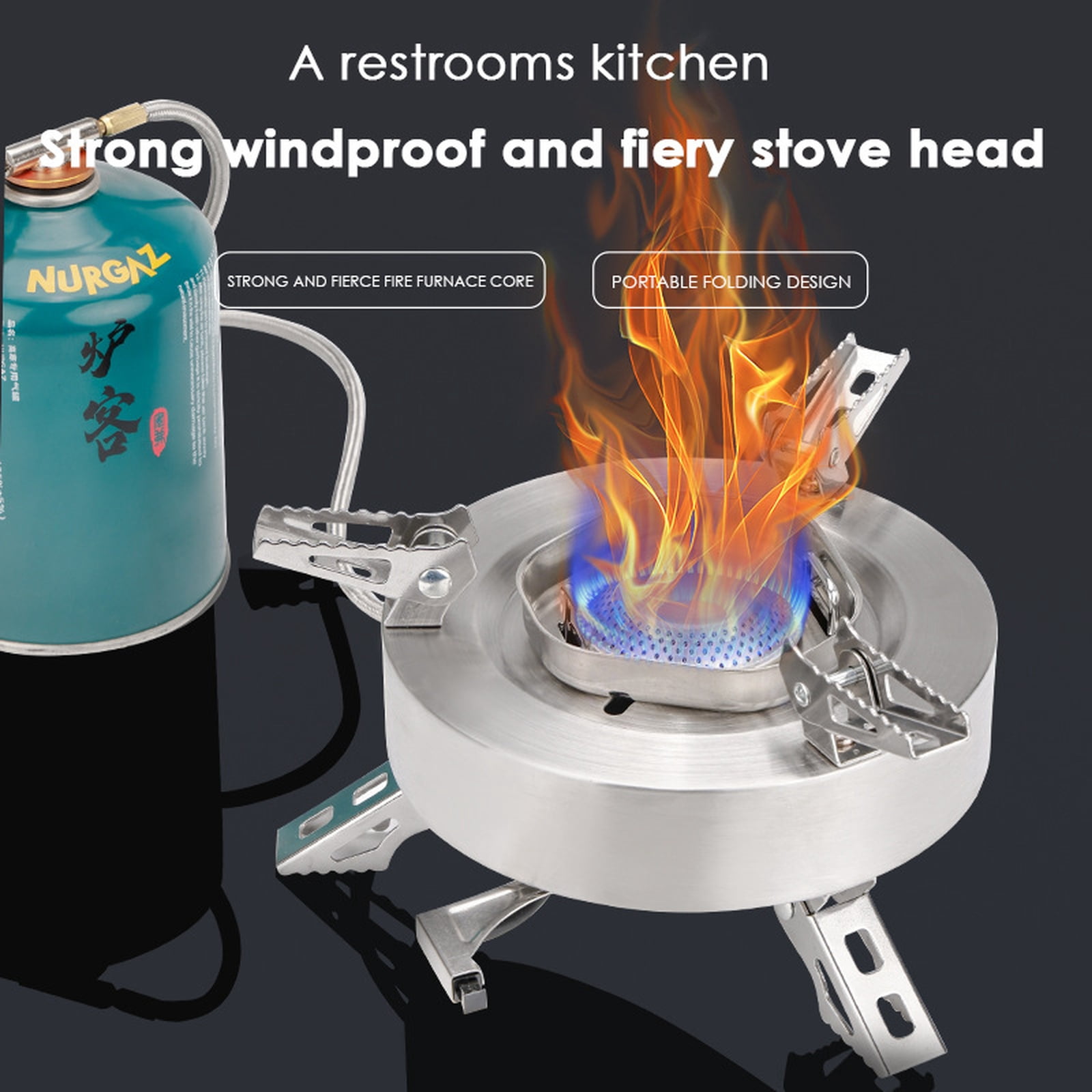 Fire-Maple Saturn Camping Stove With 4400W High Efficiency, Double Preheating Tubes Foldable Gas Stove For High Altitude Outdoor Barbecue, High Power Cooking & Camping Activities
