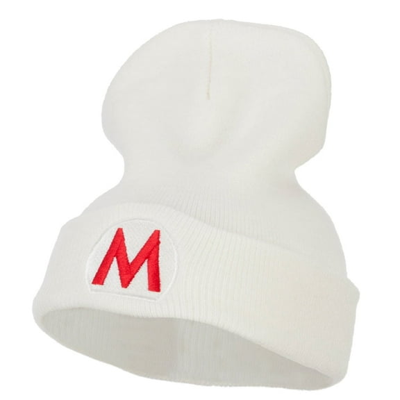 Fire Mario Luigi Embroidered Long Beanie - White Red OSFM