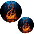 thumbnail image 1 of Fire Music Note Round Woven Potholders Set Trivets for Hot Dishe Heat Resistant Non-Slip Trivets for Cooking and Baking Kitchen Home Decor, 1 of 7