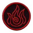 thumbnail image 1 of Fire Nation Symbol Round Embroidered Iron On Patch, 1 of 2