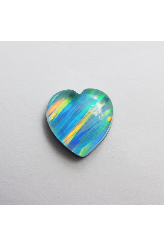 Fire OPAL Loose Gemstone Heart Cut 5.90 Carat Lab-Created CERTIFIED
