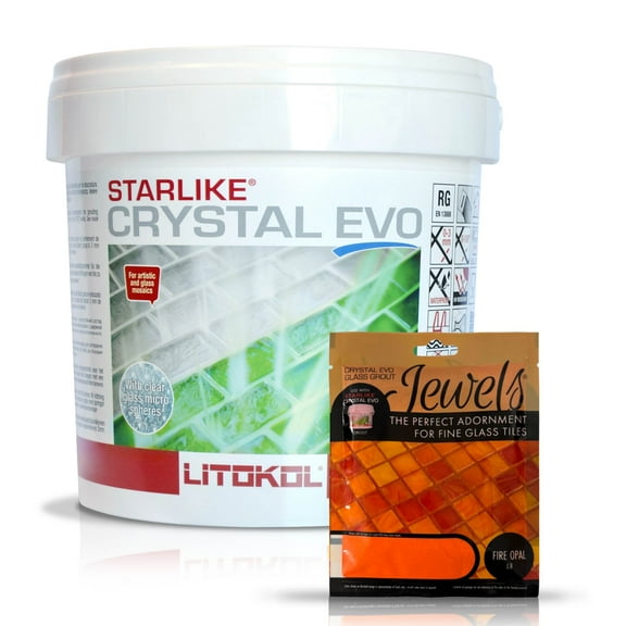 The Tile Doctor Crystal Glass Grout Jewels Fire Opal -Glass Epoxy Grout Glitter Additive for Tile, Backsplash, Pool, Kitchen, Bathroom 5.5 lbs