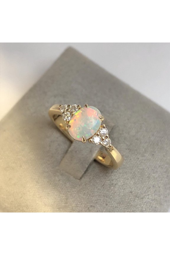 Fire Opal Engagement Ring, Natural fire opal ring, Gold Wedding Ring, Opal Birthday Anniversary Gift, Platinum opal ring, silver opal ring