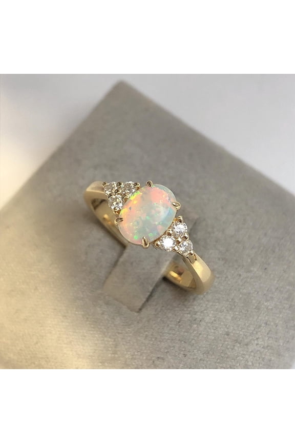 Fire Opal Engagement Ring, Natural fire opal ring, Gold Wedding Ring, Opal Birthday Anniversary Gift, Platinum opal ring, silver opal ring