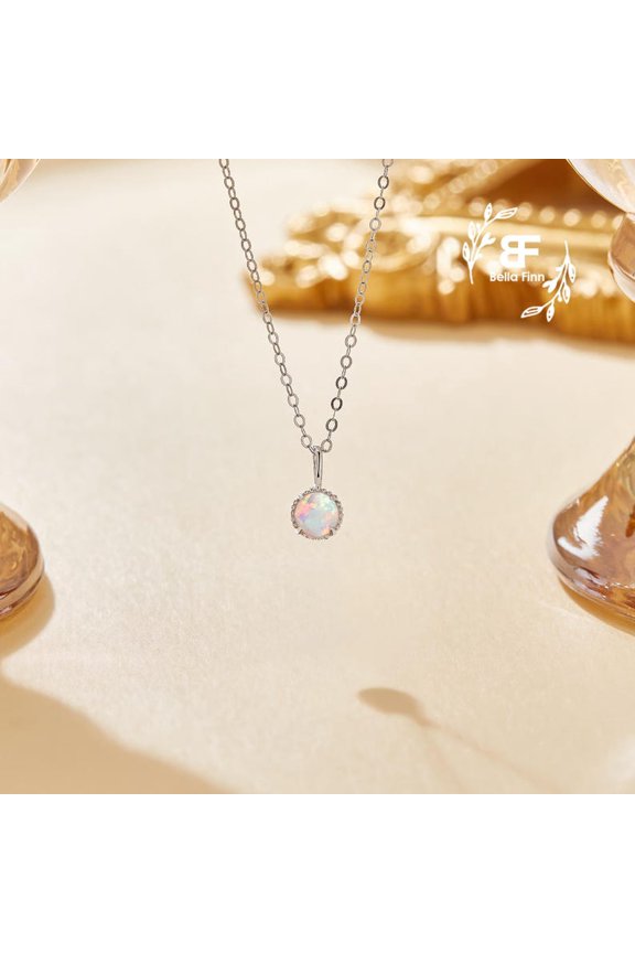 Fire Opal Pendant, Australian Opal, Opal Necklace, October Birthstone, White Oval Pendant, Bridal Necklace, Natural Opal, Sterling Silver