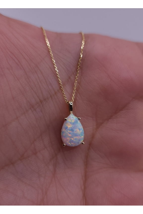 Fire Opal Pendant, Australian Opal, Opal Necklace, October Birthstone, White Oval Pendant, Bridal Necklace, Natural Opal, Sterling Silver