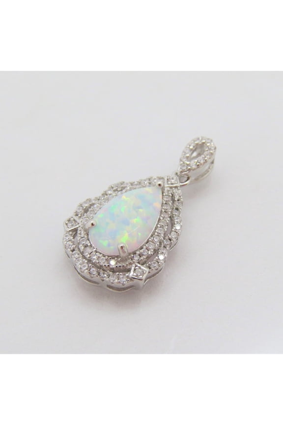 Fire Opal Pendant, Australian Opal, Opal Necklace, October Birthstone, White Oval Pendant, Bridal Necklace, Natural Opal, Sterling Silver