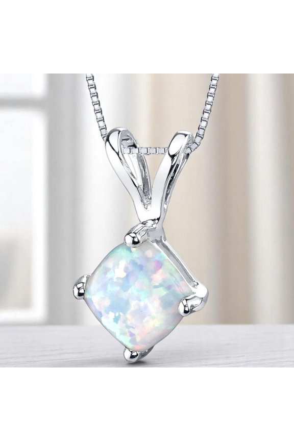 Fire Opal Pendant, Australian Opal, Opal Necklace, October Birthstone, White Oval Pendant, Bridal Necklace, Natural Opal, Sterling Silver